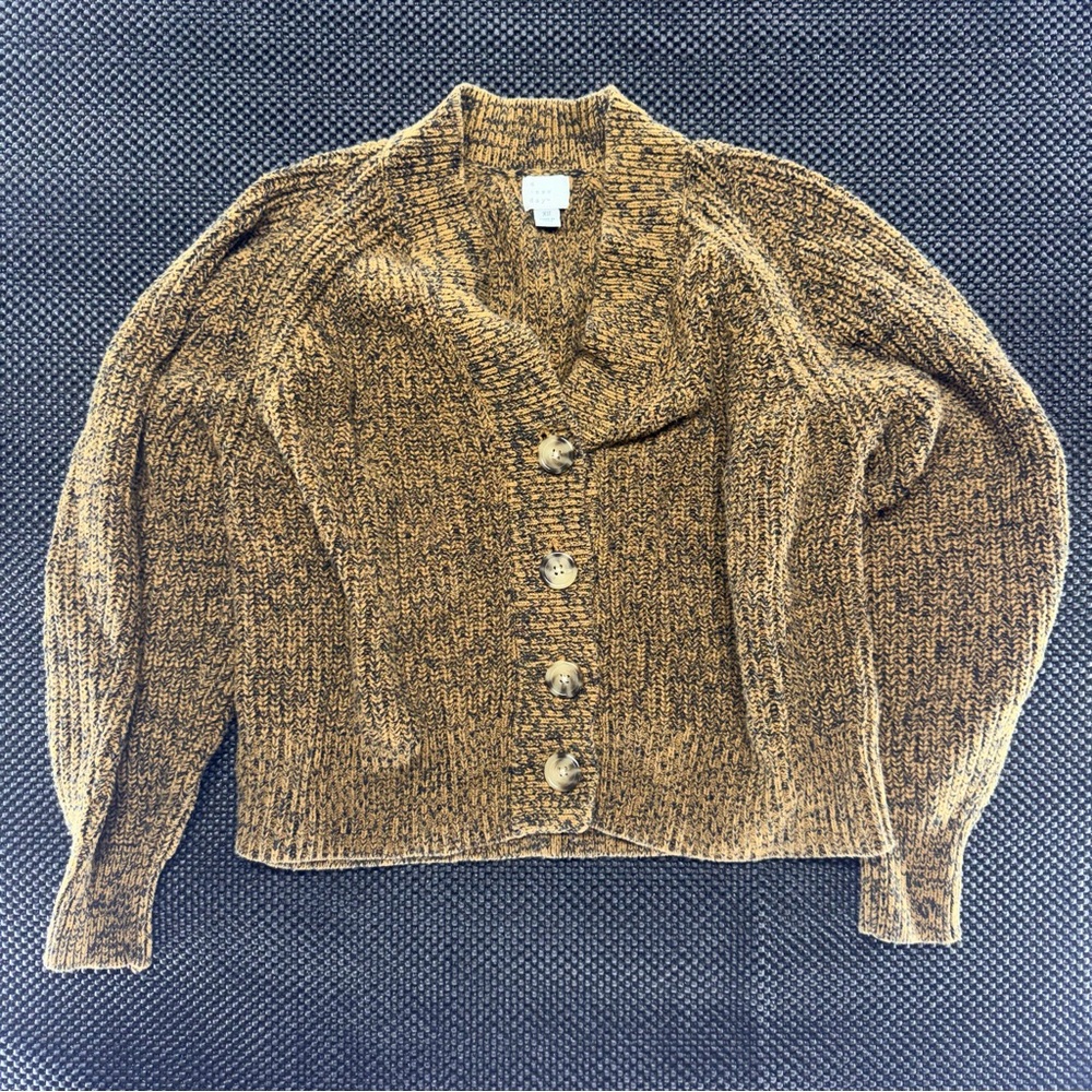 a new day Chunky Shawl Collar Button-Front Cardigan in Mustard Brown